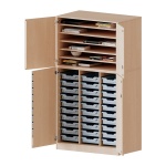 Bastelschrank, 5 OH, 4-türiger Schrank mit 30 flachen Boxen, zweiteilig, B/H/T 104,5x190x60cm 